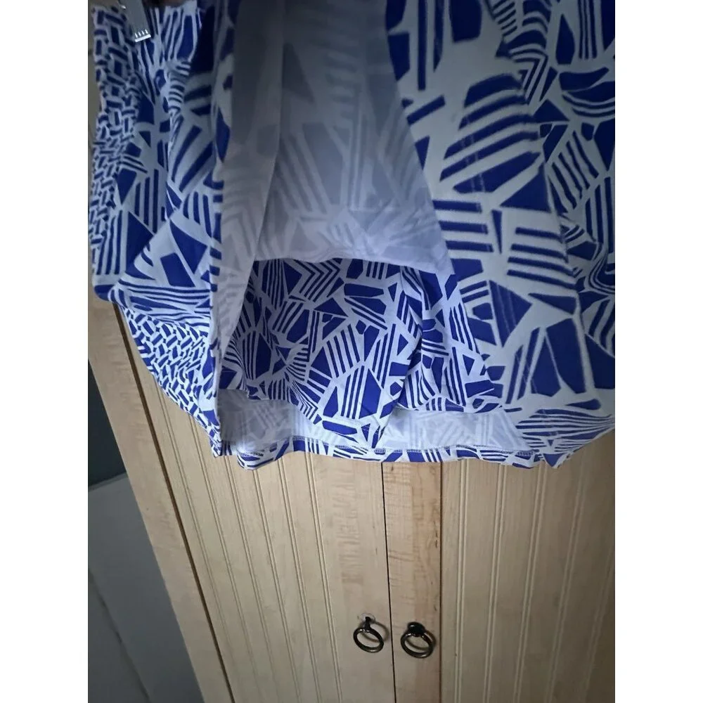 J. McLaughlin Skort Women White Blue Geometric Print Golf Pickleball Preppy Sz L